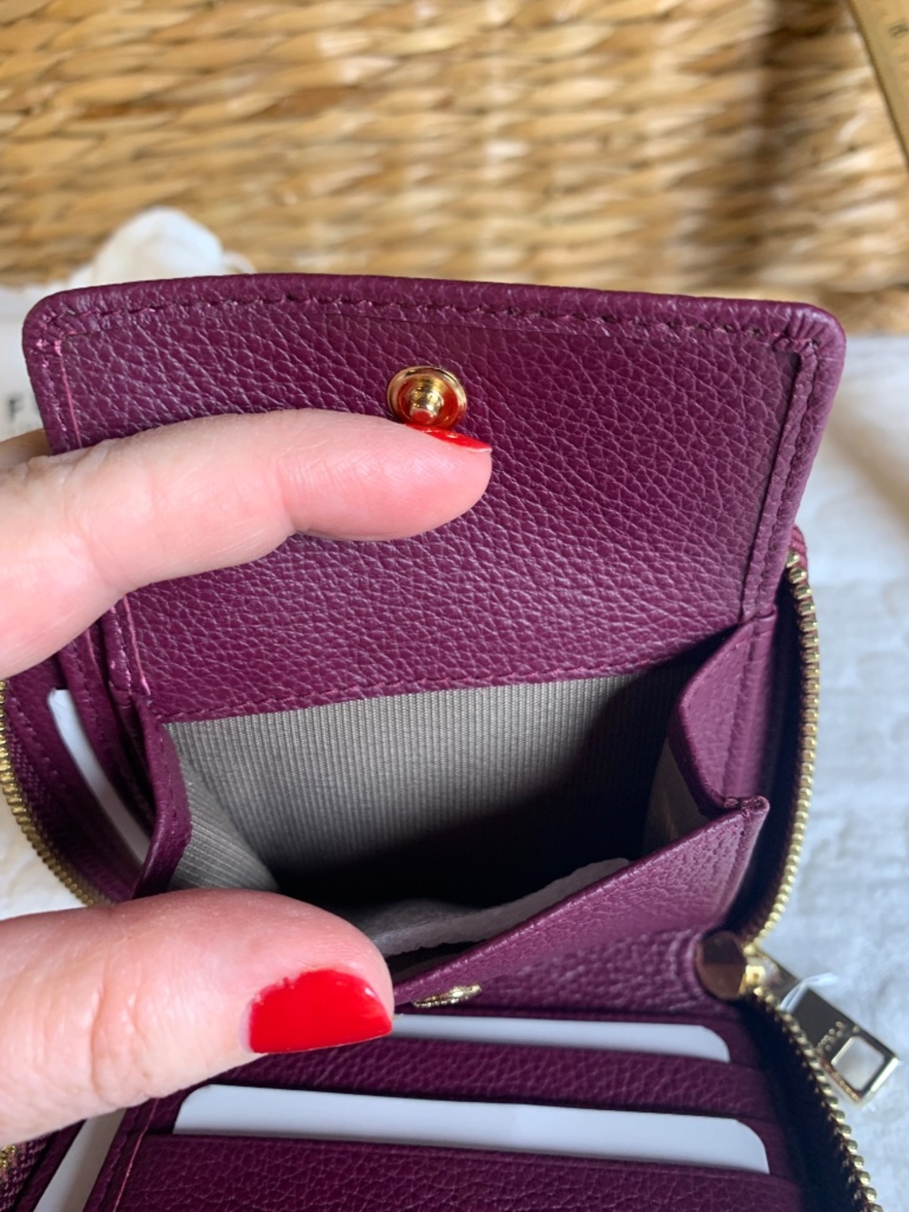 Furla-plum colored leather mini wallet NWT - Picture 8 of 11